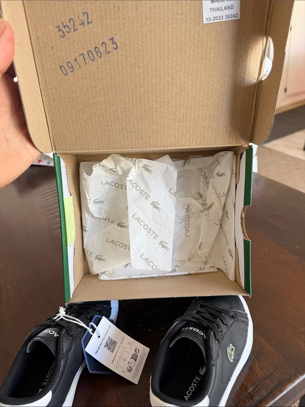 Lacoste Kids Black and White Low-Top Sneakers